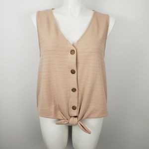 Nwt J Crew 2X tie front tank top button down pink